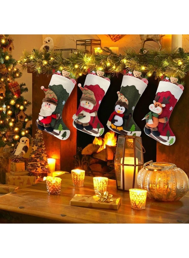 Dreampark Dreampark Christmas Stockings 4 Pack 18" Big Xmas Stockings Decoration - Santa Snowman Reindeer Penguin Family Stockings for Home Decor Set of 4  - Image 2