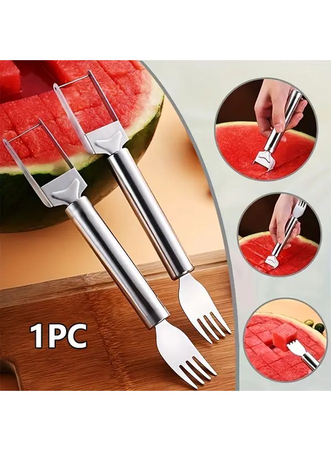 Dual Head Splitter Stainless Steel Watermelon Slicer Fork Multi Functional Kitchen Tool - Image 2
