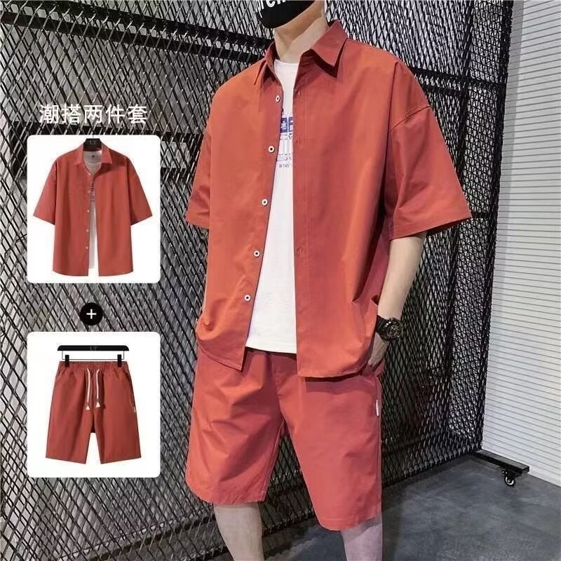 Mens Casual Shirt Shorts Set Summer Trend Green - Image 3