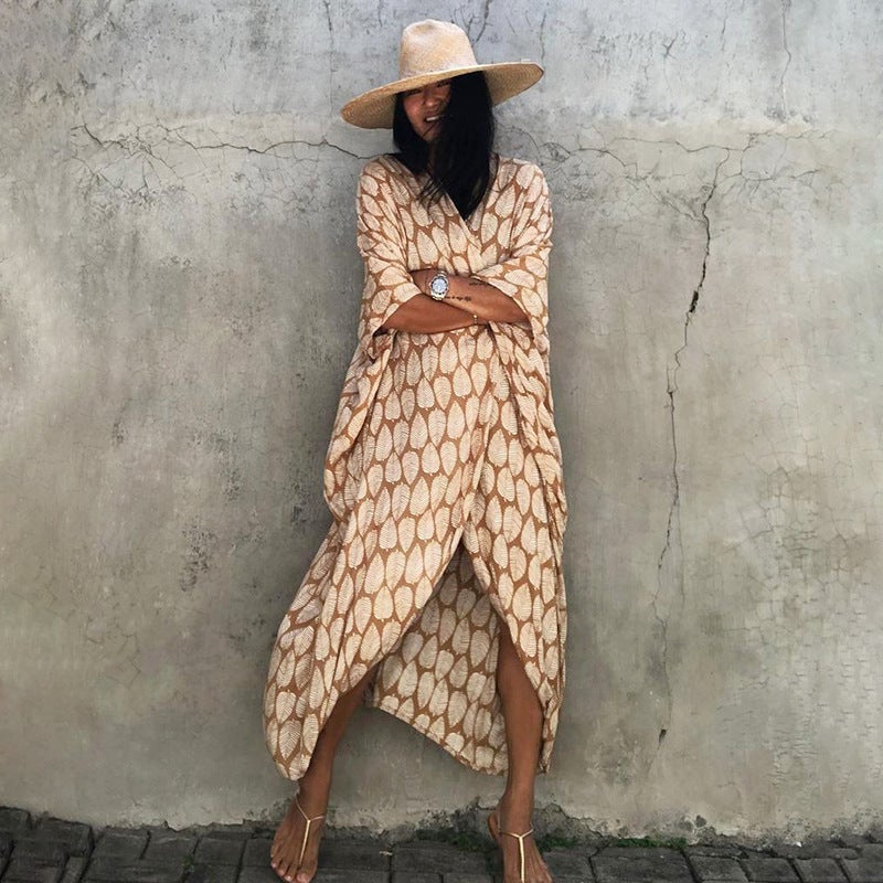 Women's Cotton Beach Cover-Up Open-Front Bikini Swimsuit Sun Protection Dress - Image 1