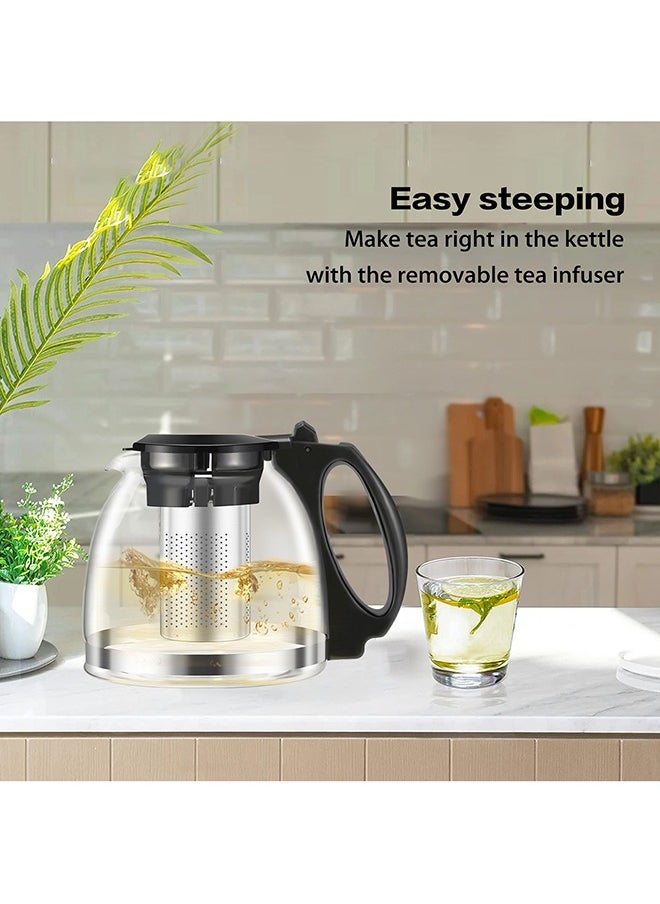 LAC - Glass Electric Kettle 2-in-1 Hot Water Boiler 2.2liter kettle capacity/0.8L teapot capacity, Warming Function Energy and Keeps the Water, 360° Rotating Base 1500W Free Water Heater Kettle for Coffee & Tea Maker - Image 1