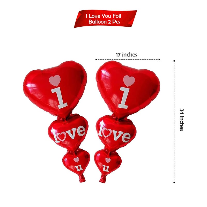 Party Propz Party Propz I Love You Balloons for Decoration 2 Pcs Happy Anniversary Decoration Items Red Foil Heart Shape Balloons Anniversary Gift for Wife Gift for Girlfriend Romantic Proposal Decor - Image 2