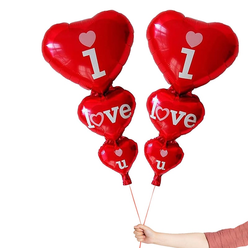 Party Propz Party Propz I Love You Balloons for Decoration 2 Pcs Happy Anniversary Decoration Items Red Foil Heart Shape Balloons Anniversary Gift for Wife Gift for Girlfriend Romantic Proposal Decor - Image 1