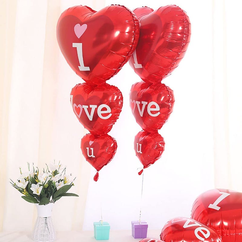 Party Propz Party Propz I Love You Balloons for Decoration 2 Pcs Happy Anniversary Decoration Items Red Foil Heart Shape Balloons Anniversary Gift for Wife Gift for Girlfriend Romantic Proposal Decor - Image 3