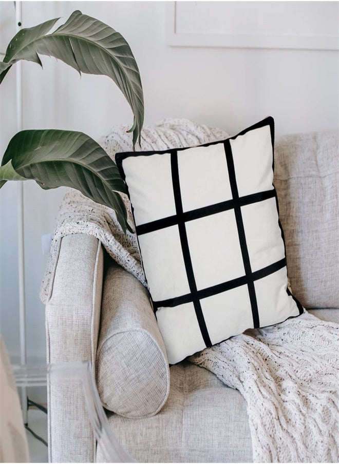 Excefore - 4 Pcs Sublimation Blank Lattice Pillow Cases, Sofa Throw Cushion Pillow Covers for Photo DIY Heat Tranfer, 15.7 x 15.7 Inch Picture Printing Couch Pillowcases with Invisible Zippers, No Pillow - Image 1