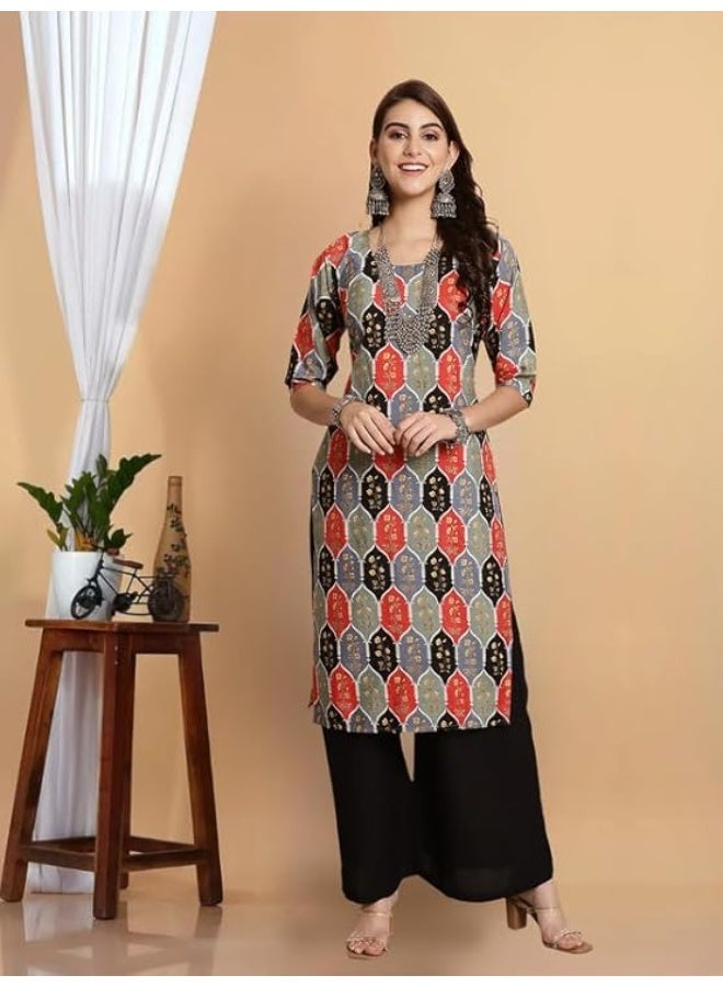 Pinkmint store Kurta for Women Fancy Printed Kurta ll Festival Wear Kurta for Women (Pack of 6 ) L - Image 4