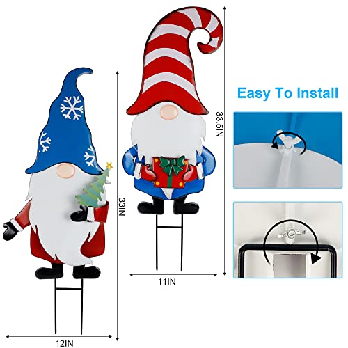 Hausse 2 Pack Garden Metal Gnome Stakes 33 Inch Christmas Decorative Gnomes Stakes Yard Signs for Outdoor Decorations Holiday New Year Spring Home Tomte Decor for Lawn Pathway Patio - Image 3