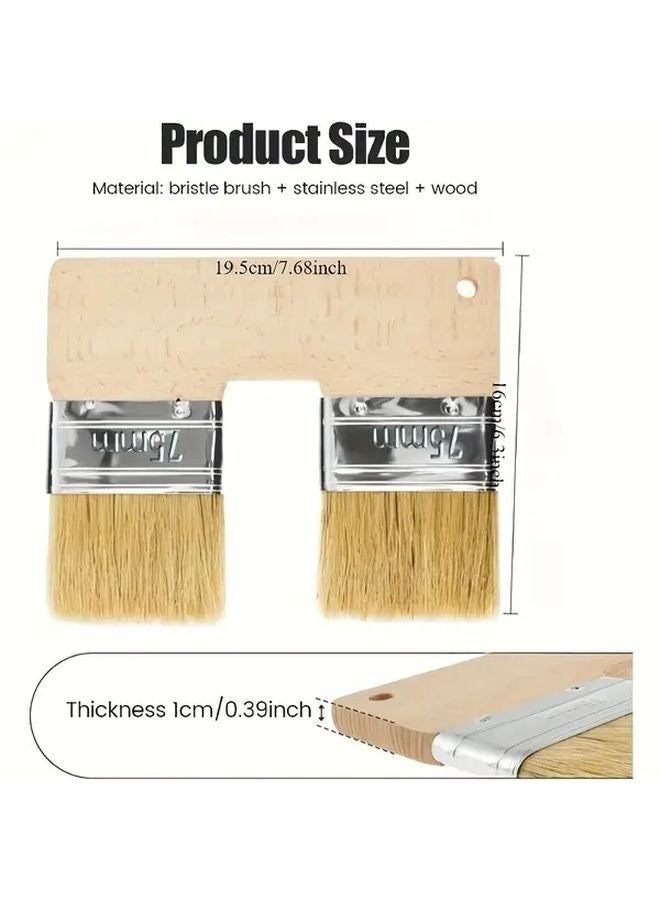 U Shaped Two Tone Paintbrush Reusable Double Ended Brush For Decorative Wall Painting Primary Color - Image 1