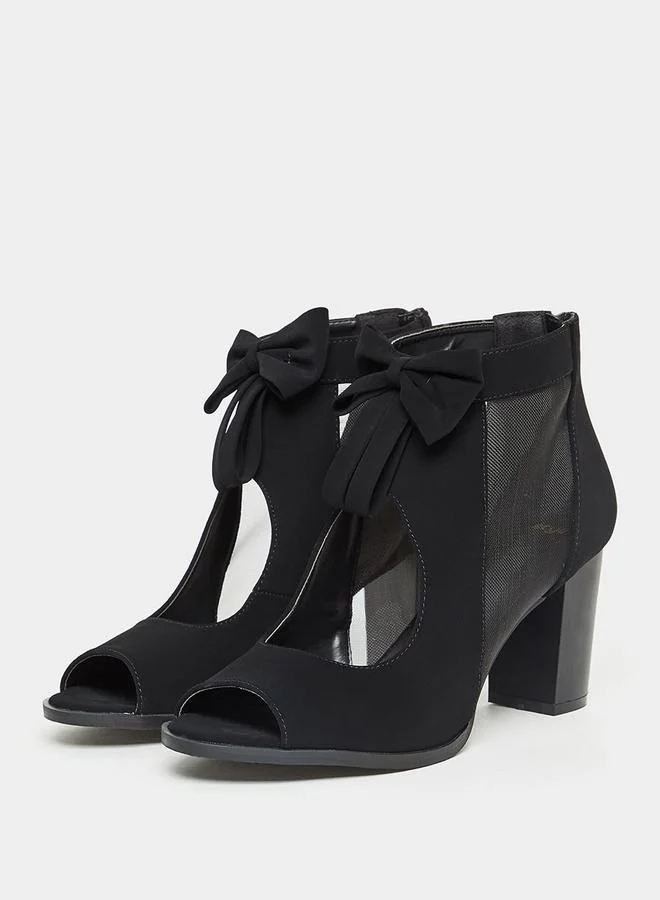 Styli Bow Embellished Block Heel Sandals