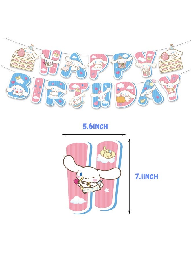 Zeemey - Cinnamoroll Theme Balloon Set with Happy Birthday Banner,Cake Topper,Hanging Spins,Perfect for Graduation Baby Shower Birthday Bachelorette Party Backdrop Decoration,Suitable for Indoor and Outdoor - Image 1