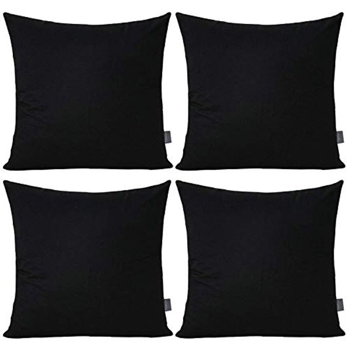 4PACK 100 COTTON COMFORTABLE SOLID DECORATIVE THROW PILLOW CASE SQUARE CUSHION COVER PILLOWCASE SUBLIMATION BLANK PILLOW COVERS CHRISTMAS DIY THROW PILLOWCASE FOR SOFA20X20INCH50X50CMBLACK