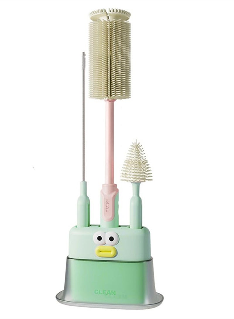 SYOSI Multi-Functional Baby Bottle Brush Set, Includes Silicone Brush, Gap Cleaner, and Straw Cleaner for Deep Cleaning Water Bottles - Image 1
