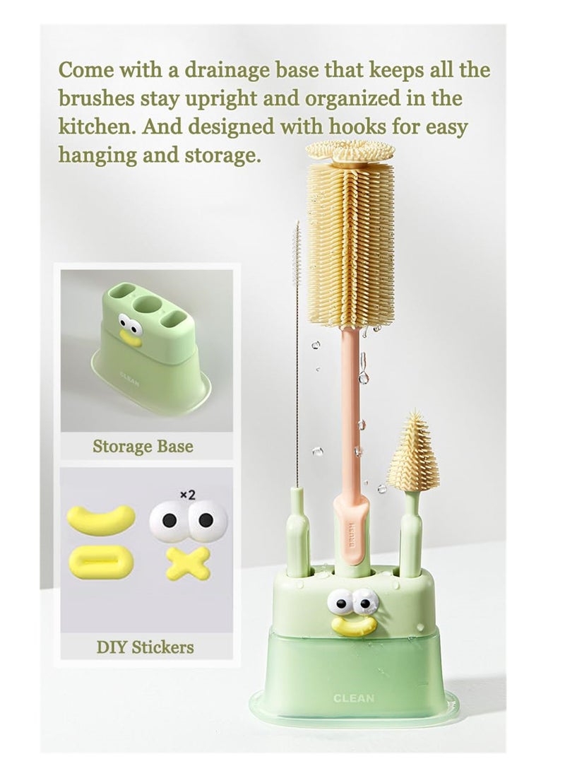 SYOSI Multi-Functional Baby Bottle Brush Set, Includes Silicone Brush, Gap Cleaner, and Straw Cleaner for Deep Cleaning Water Bottles - Image 4