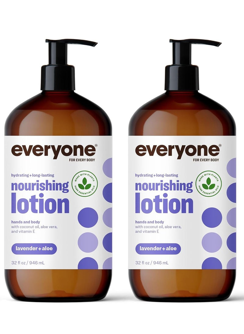everyone for every body - Everyone Nourishing Hand and Body Lotion, 32 Ounce (Pack of 2), Lavender and Aloe, Plant-Based Lotion with Pure Essential Oils, Coconut Oil, Aloe Vera and Vitamin E - Image 1