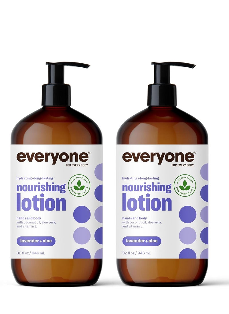 everyone for every body - Everyone Nourishing Hand and Body Lotion, 32 Ounce (Pack of 2), Lavender and Aloe, Plant-Based Lotion with Pure Essential Oils, Coconut Oil, Aloe Vera and Vitamin E - Image 1