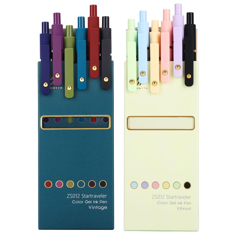 Ddaowanx Colorful Gel Pens, 0.5mm Fine Point Retractable,Colored Pens for Journaling and Sketching, Teacher Must Haves,Teacher School Supplies, Gifts for Nurse ï»¿(12Pcs-Aesthetic+Vintage Colors) - Image 1