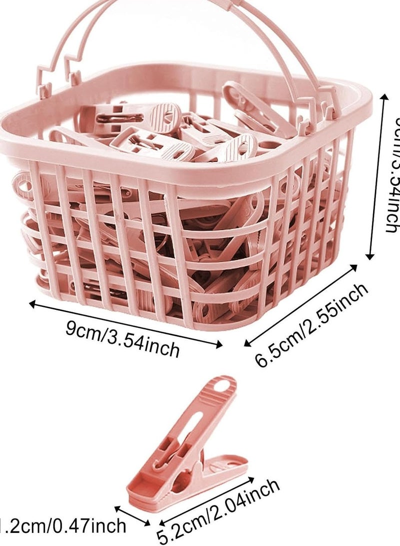 Kimaya 30 Clothes Pegs for Socks with Basket - Laundry Hook with Basket Windproof Clip for Underwear and Socks Clothes Dryer Clip Clothes Peg Clothes Hook Clip Size 5.2 x cm (Pink) - Image 4