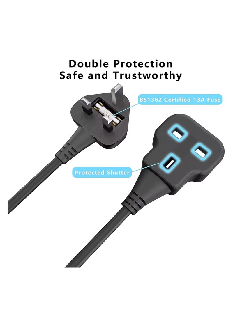 Tafan TAFAN™ 10m Power Extension Lead, Heavy-Duty Single Socket with UK 3-Pin Plug, Fireproof Extension Cord for Outdoor, Garden, Warehouse, Home Renovation, Black (10meters)  - Image 3