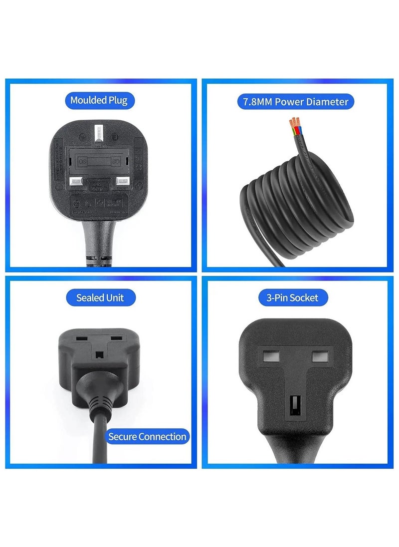 Tafan TAFAN™ 10m Power Extension Lead, Heavy-Duty Single Socket with UK 3-Pin Plug, Fireproof Extension Cord for Outdoor, Garden, Warehouse, Home Renovation, Black (10meters)  - Image 5