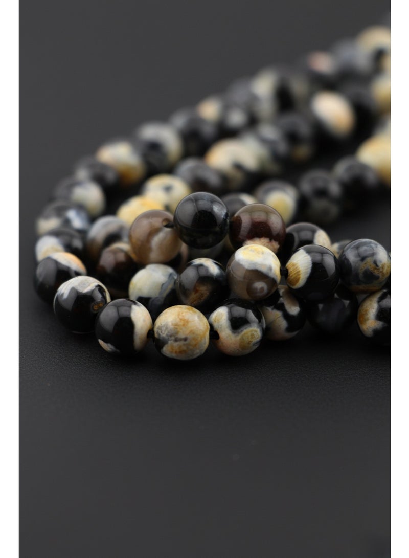 Kamins Collection 33-Bead Natural Black & Yellow Agate Tasbih - Image 5