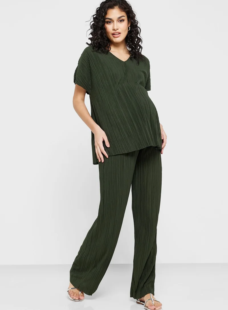 Only Maternity High Waist Plisse Pants