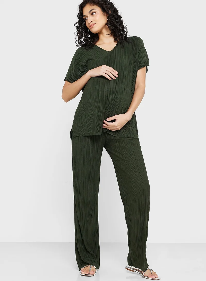 Only Maternity High Waist Plisse Pants