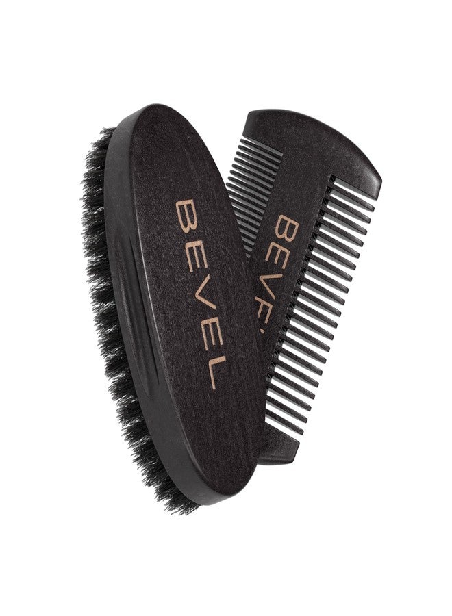 Bevel Premium 100% Boar Bristle Beard Brush & Deluxe Pearwood Comb Set for Men, Helps to Shape & Lock in Moisture, Beard Kit, Travel Essentials - Image 1