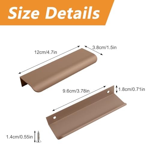 MOROBOR Finger Edge Pull, 8pcs Concealed Handles Modern Style Drawer Handle, Curved Aluminum Alloy Invisible Pulls Wardrobe Handle for Cabinet Hardware Drawer,120mm/Brown - Image 2