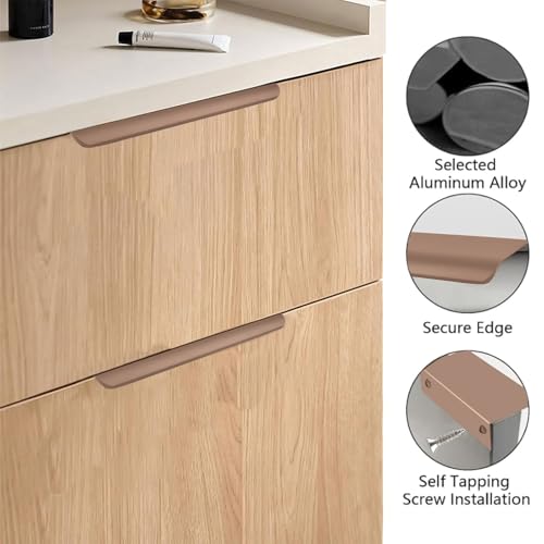 MOROBOR Finger Edge Pull, 8pcs Concealed Handles Modern Style Drawer Handle, Curved Aluminum Alloy Invisible Pulls Wardrobe Handle for Cabinet Hardware Drawer,120mm/Brown - Image 4