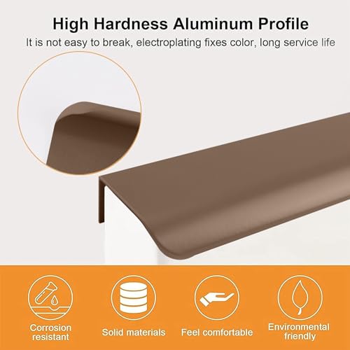 MOROBOR Finger Edge Pull, 8pcs Concealed Handles Modern Style Drawer Handle, Curved Aluminum Alloy Invisible Pulls Wardrobe Handle for Cabinet Hardware Drawer,120mm/Brown - Image 3