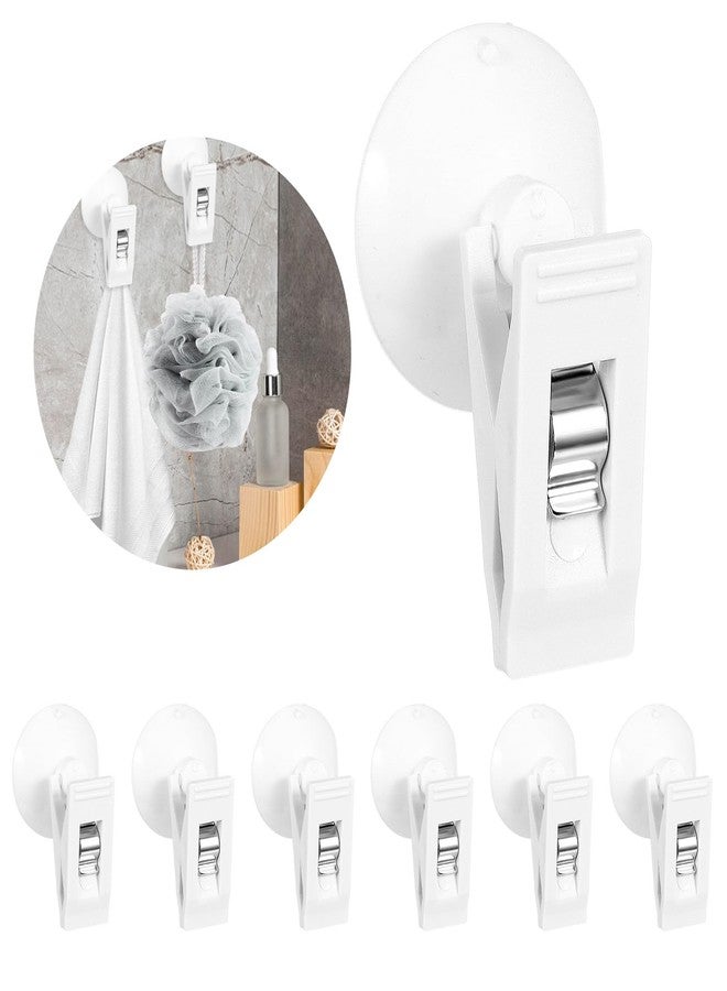 ASTER 6Pcs Shower Curtain Clips with Suction Cup, Multiple Purpose Round Suction Cup Bathroom Clips with Water Guard, Windproof Splash Guard, Shower Curtain Holders for Inside Shower - Image 1