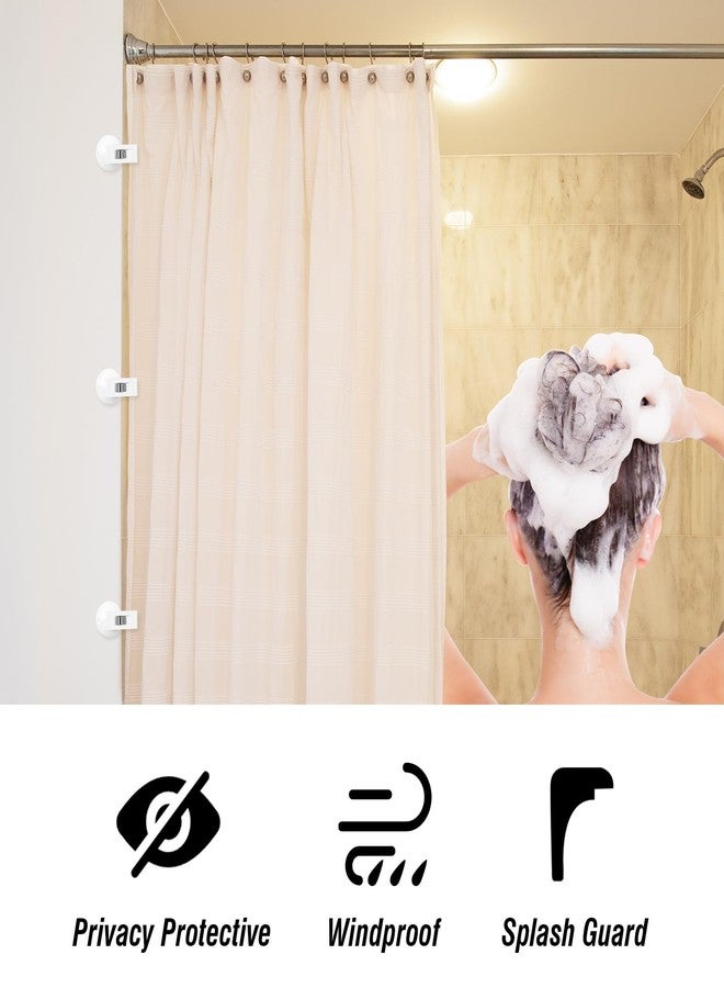 ASTER 6Pcs Shower Curtain Clips with Suction Cup, Multiple Purpose Round Suction Cup Bathroom Clips with Water Guard, Windproof Splash Guard, Shower Curtain Holders for Inside Shower - Image 5