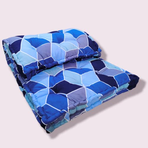 Deevine Craft Soft 5-Inch Thick Cotton Box Quilt Mattress | Medium Firm Gadda | Single Bed Mattress (3X6 ft or 72X36X5 Inches) in Shades of Blue - Image 5