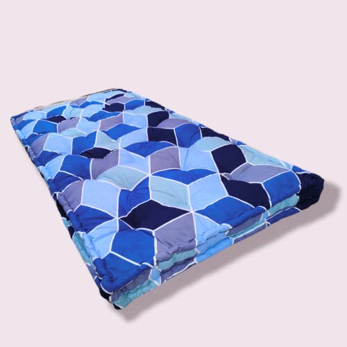 Deevine Craft Soft 5-Inch Thick Cotton Box Quilt Mattress | Medium Firm Gadda | Single Bed Mattress (3X6 ft or 72X36X5 Inches) in Shades of Blue - Image 4