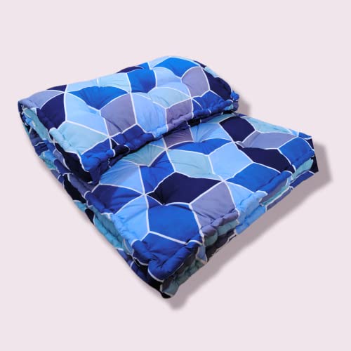 Deevine Craft Soft 5-Inch Thick Cotton Box Quilt Mattress | Medium Firm Gadda | Single Bed Mattress (3X6 ft or 72X36X5 Inches) in Shades of Blue - Image 1