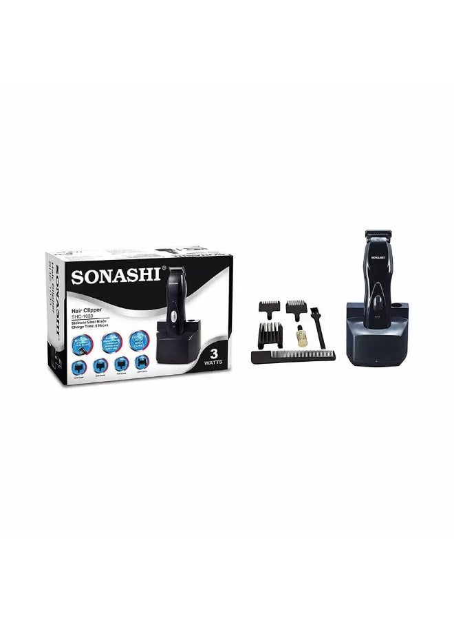 Sonashi Rechargeable Hair Clipper with Fine Blade, High Speed Motor, Plastic Comb, Continuous Working, Portable, Cordless Hair Clipper- Black Black - Image 1