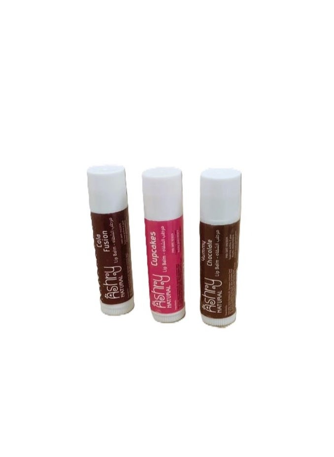Ashry NATURAL - Lip Balm (Cola - Chocolate -  Cupcake)3 Pack - Image 1