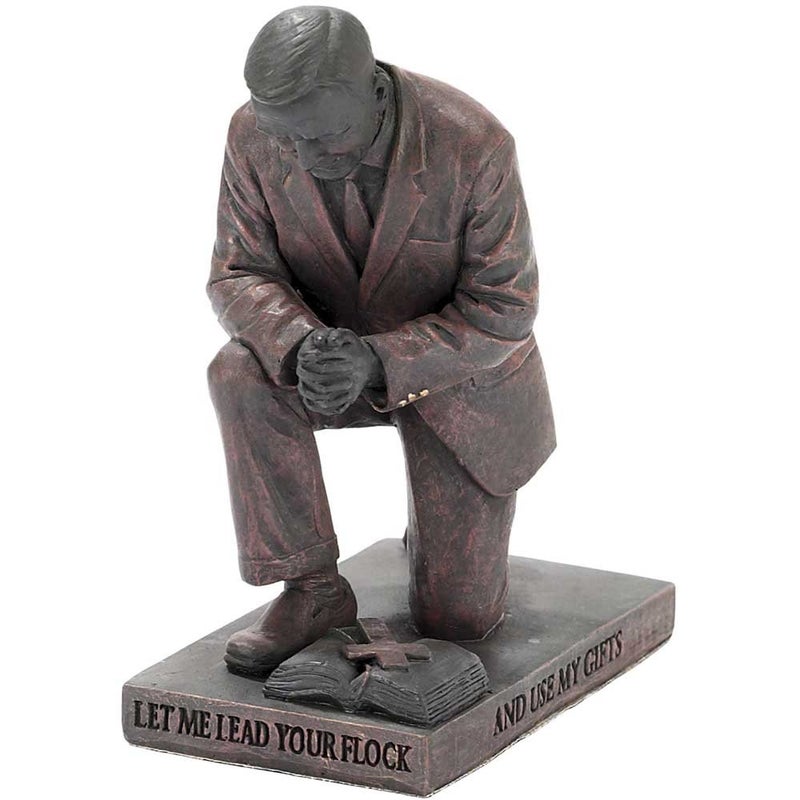 Dicksons Lead Your Flock Praying Pastor 5 Inch Bronze Resin Stone Table Top Figurine - Image 1