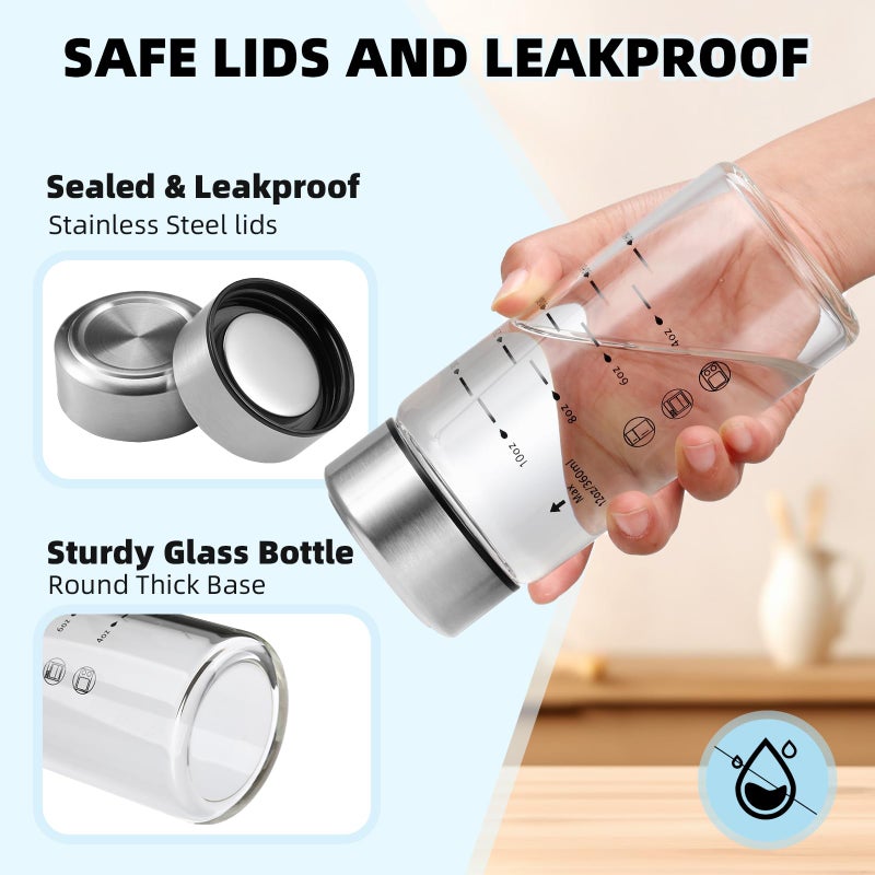 chunmo Glass Juice Bottles 4 Pack 12 oz - Wide Mouth Glass Water Bottles with Lids - Borosilicate,Stainless Steel Lids for Juicing, Smoothies, Infused Water, Beverage Storage, Leakproof, Reusable,BPA Free - Image 4
