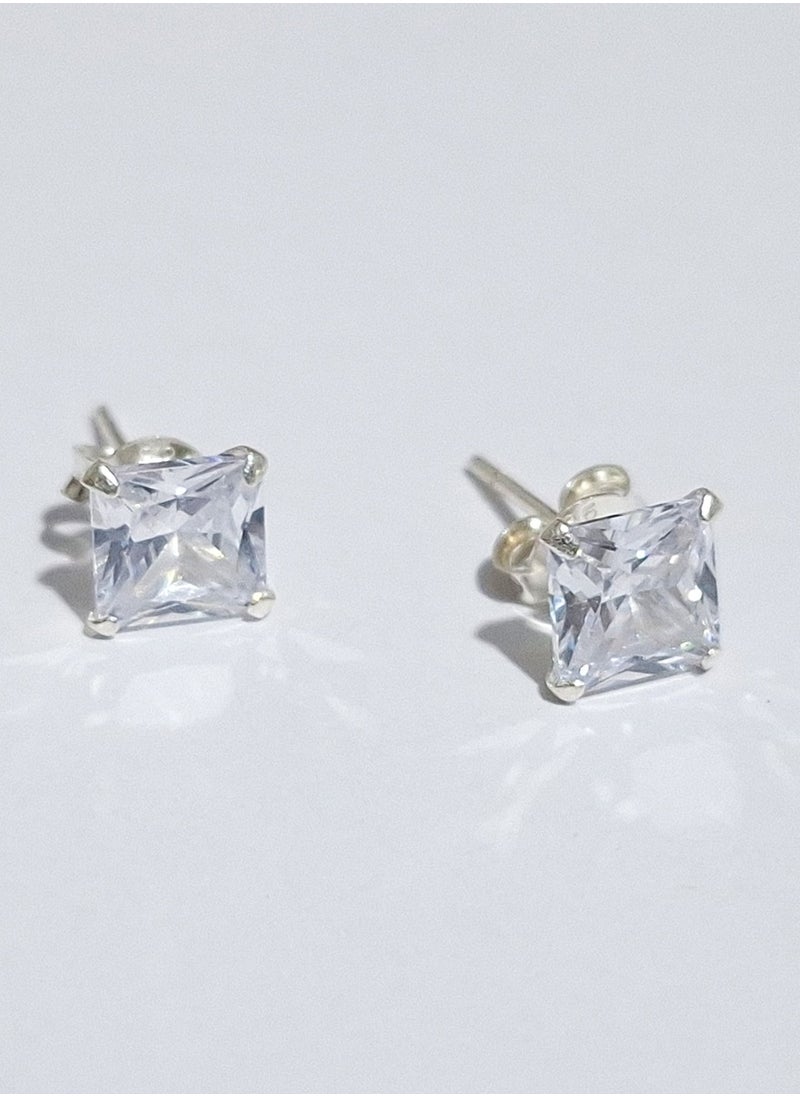 EMNON - 925 Sterling Silver Jewelry Rhodium Plated 6mm Square Solitaire CZ Stud Earrings 100% Precious Metal Gift for Women- Emnon18EA - Image 1