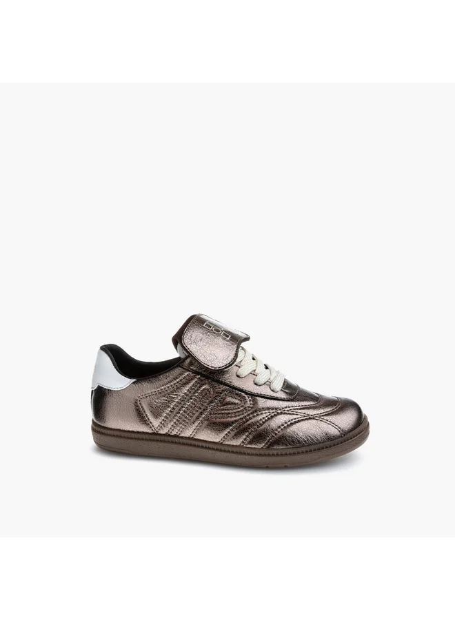 Pablosky Girls' Metallic Sneakers with Hook and Loop Closure - 211291