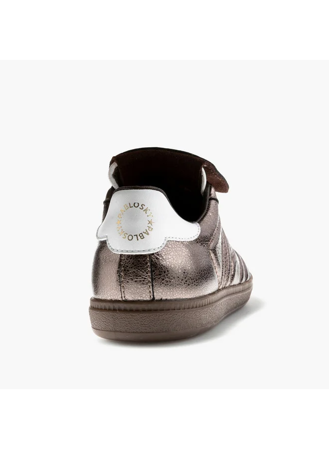 Pablosky Girls' Metallic Sneakers with Hook and Loop Closure - 211291
