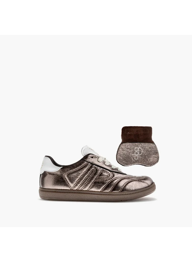 Pablosky Girls' Metallic Sneakers with Hook and Loop Closure - 211291