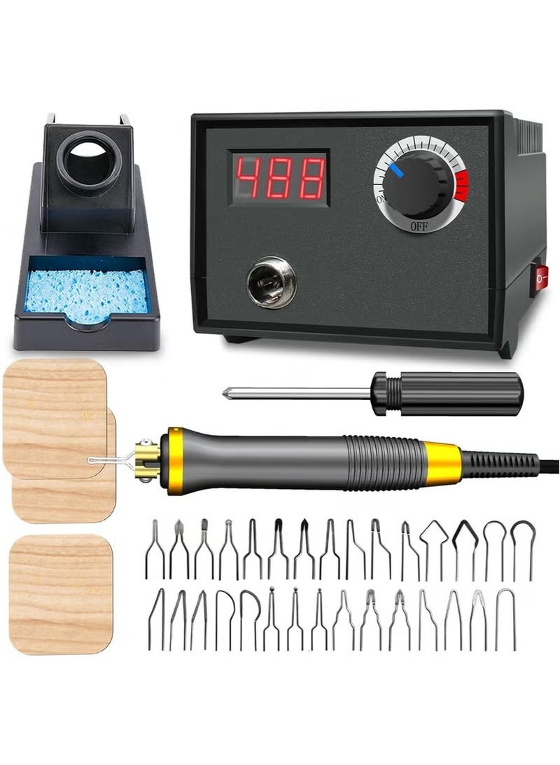 XiuWoo Wood Burning Tool, Wood Burner kit Pen 25~750℃, Wood Burning kit with Digital Thermometer Temperature Adjustable Temperature, 2 pyrographic Wood Burning pens, 30 Wood Burning Pen Tips - Image 1