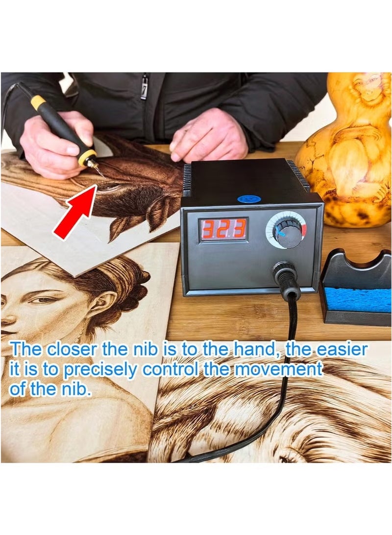 XiuWoo Wood Burning Tool, Wood Burner kit Pen 25~750℃, Wood Burning kit with Digital Thermometer Temperature Adjustable Temperature, 2 pyrographic Wood Burning pens, 30 Wood Burning Pen Tips - Image 3