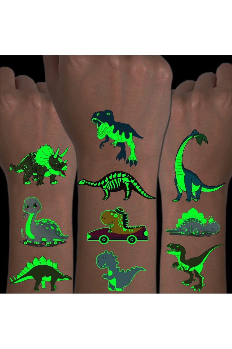 ORAINBOW Luminous Dinosaur Tattoos for Kids - 14 Sheets Glow in The Dark Dinosaur Temporary Tattoos for Boys Girls Birthday Party Favors Goodie Bag Fillers - Image 1