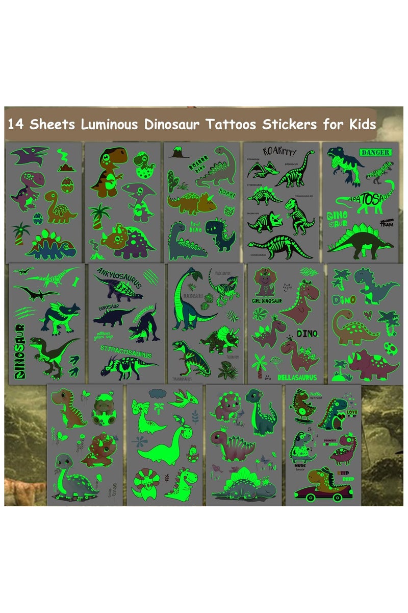ORAINBOW Luminous Dinosaur Tattoos for Kids - 14 Sheets Glow in The Dark Dinosaur Temporary Tattoos for Boys Girls Birthday Party Favors Goodie Bag Fillers - Image 3