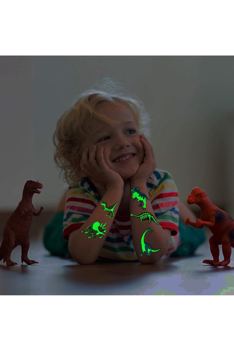 ORAINBOW Luminous Dinosaur Tattoos for Kids - 14 Sheets Glow in The Dark Dinosaur Temporary Tattoos for Boys Girls Birthday Party Favors Goodie Bag Fillers - Image 4