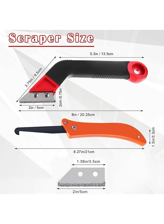 Grout Scraping Rake Tool Tile Grout Saw Grout Removal Tool Tile Grout Hand Saw Angled Grout Clean Remover with 7 Pcs Blades Replacement for Tile Cleaning Removing Paint - Image 2