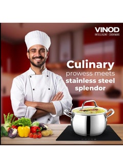 VINOD Vinod Almaty Stainless Steel Casserole with Glass Lid 2.9 Litre, 18 cm | 2.6mm Thick Base |Casserole Sturdy Riveted Handle | 2 Year Warranty | Induction & Gas Base  - Image 4
